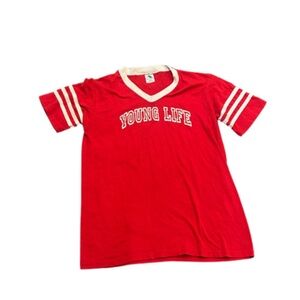 Vintage Young Life Ringer T Shirt | Red | Unisex Size Medium